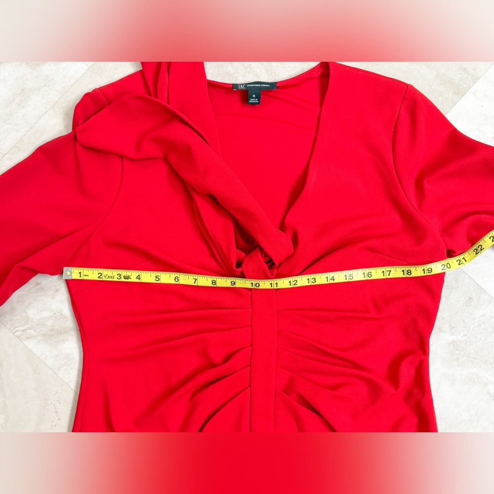 INC International Concepts Red Long Sleeve Tie Front Sheath Dress XL - Picture 6 of 8